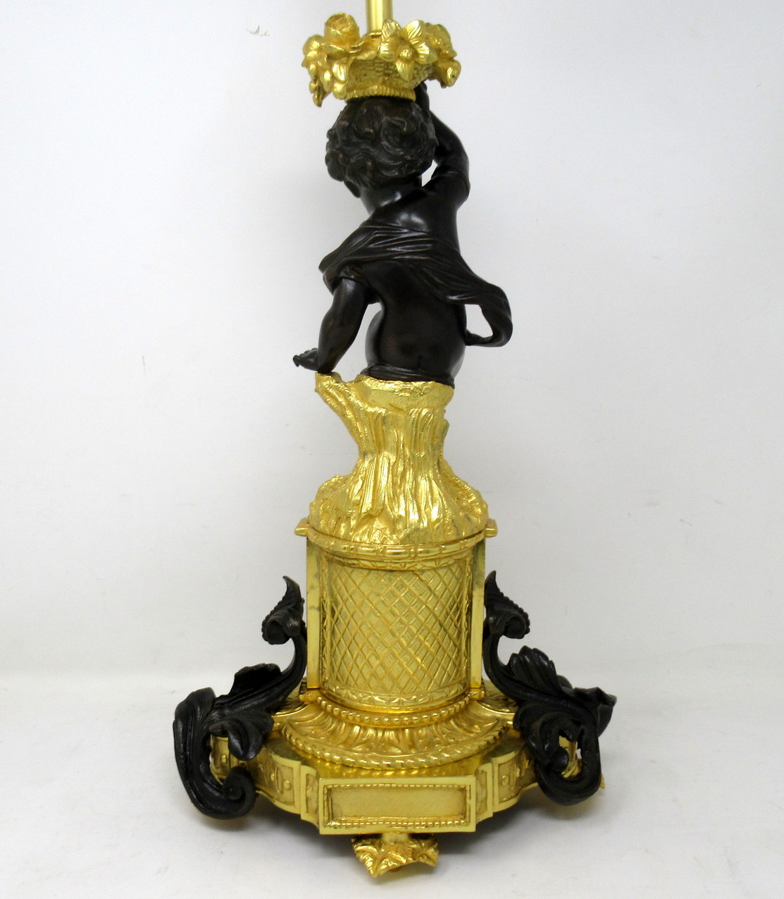 519. Antique Pair Gilt Bronze Ormolu Marble Table Lamps Clodion Grand Tour Cherubs - Image 7