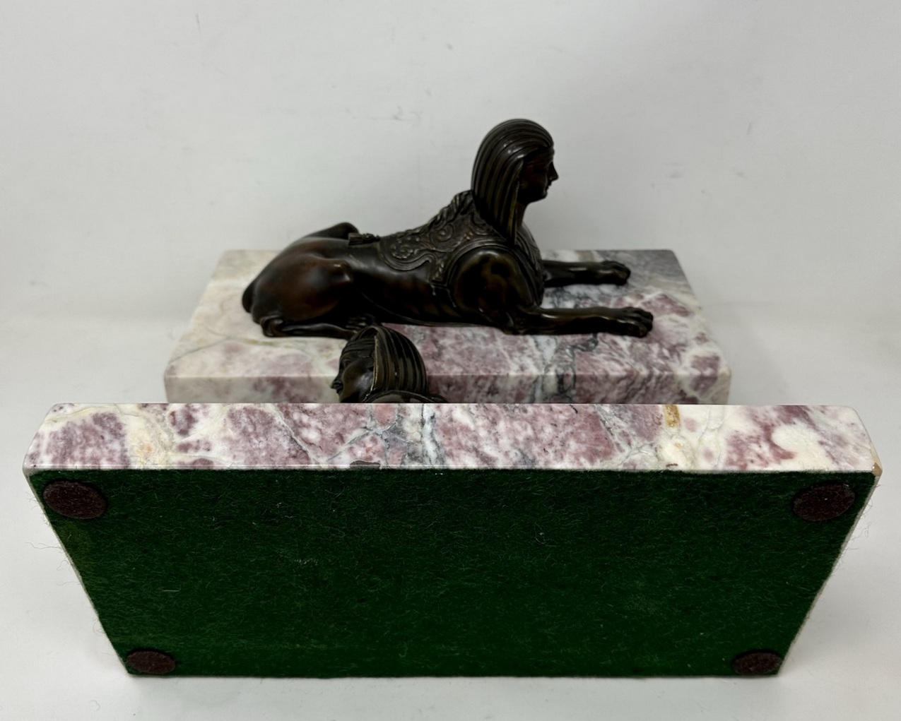 208. Antique Pair Grand Tour Bronze Egyptian Sphynx Figures Breche Violet Marble 19Ct - Image 10