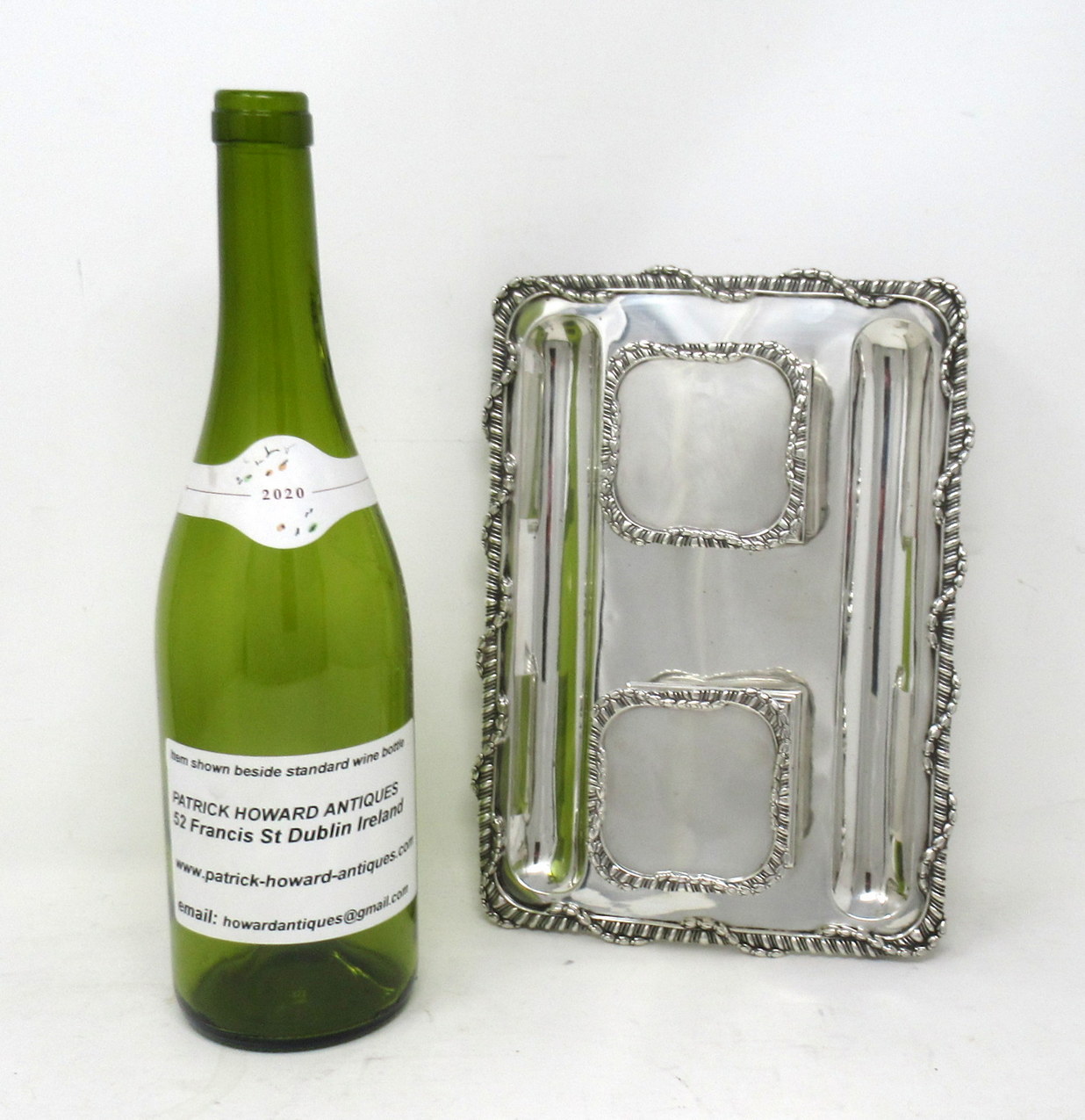 781. Antique Art Deco English Sterling Silver Ink Desk Inkstand Desk Set London 1910 - Image 11