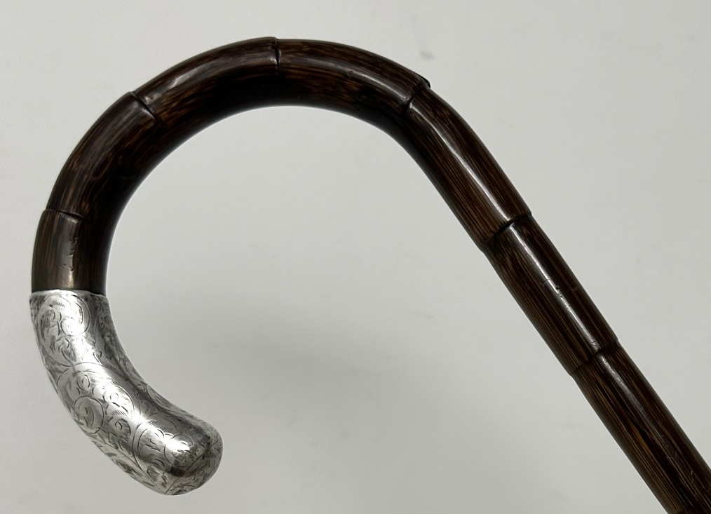 548. Superb Partridge Wood Walking Stick Jonathan Howell Silver Collar Mount Hallmark 1912 - Image 4