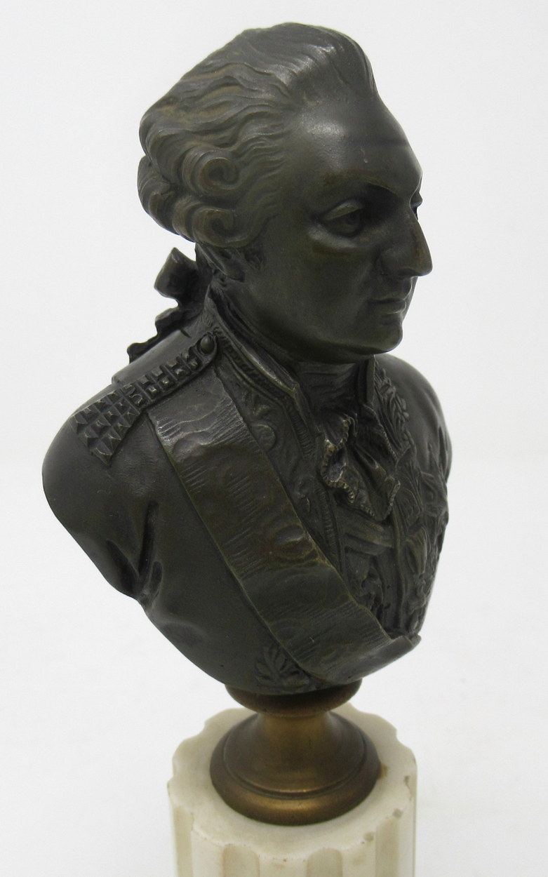 859. Fine Pair Grand Tour French Marble Bronze Busts Marie Antoinette Louis XVI 19Ct - Image 8