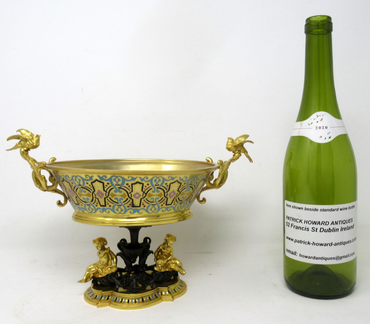 527. Antique French Gilt-Bronze Champlevé Enamel Centerpiece Ferdinand Barbedienne - Image 12
