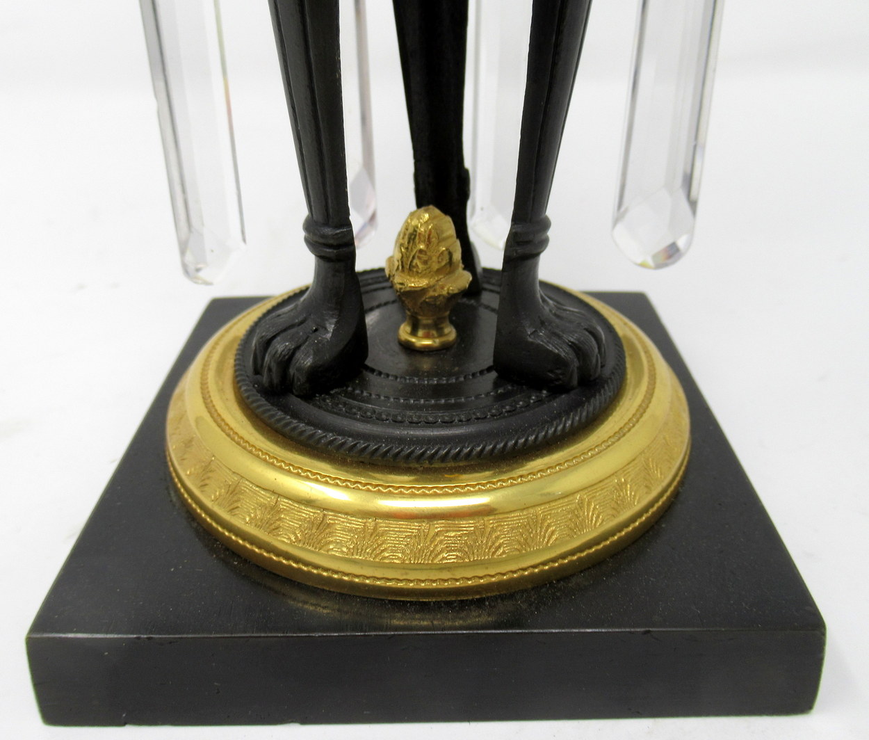 932. Fine Pair English Regency Ormolu Bronze Candlesticks Lustres. Circa 1815 - Image 7