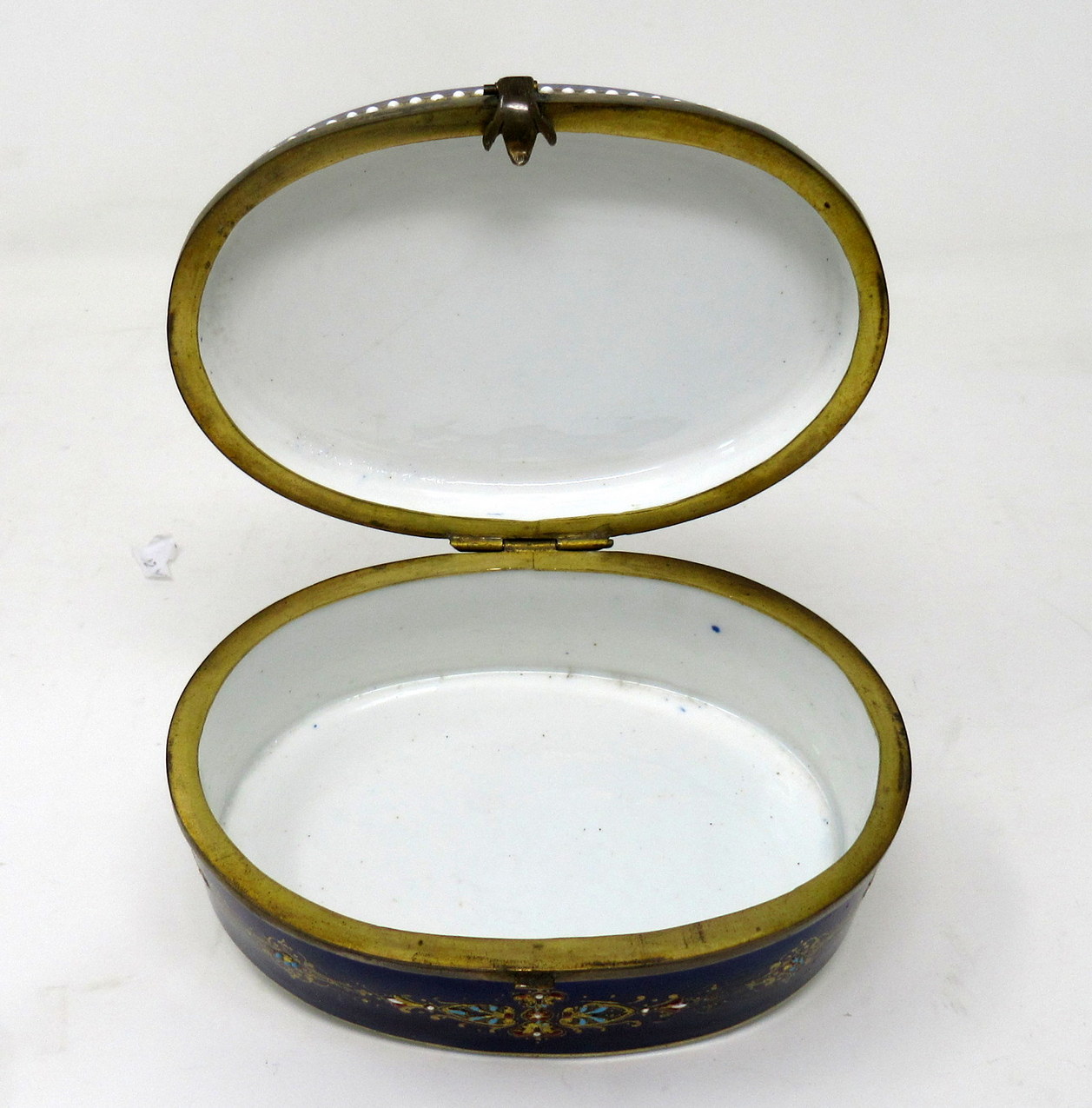 319. French Sevres Porcelain Hand Painted Jewlery Casket Ormolu Mounts Cobalt Blue - Image 8