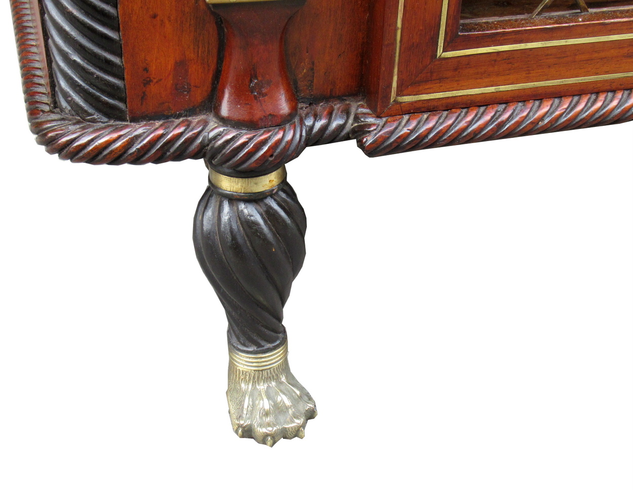 470. Fine Irish Cork Regency Brass Inlaid Sidecabinet Hockley Hall Provenance - Image 5