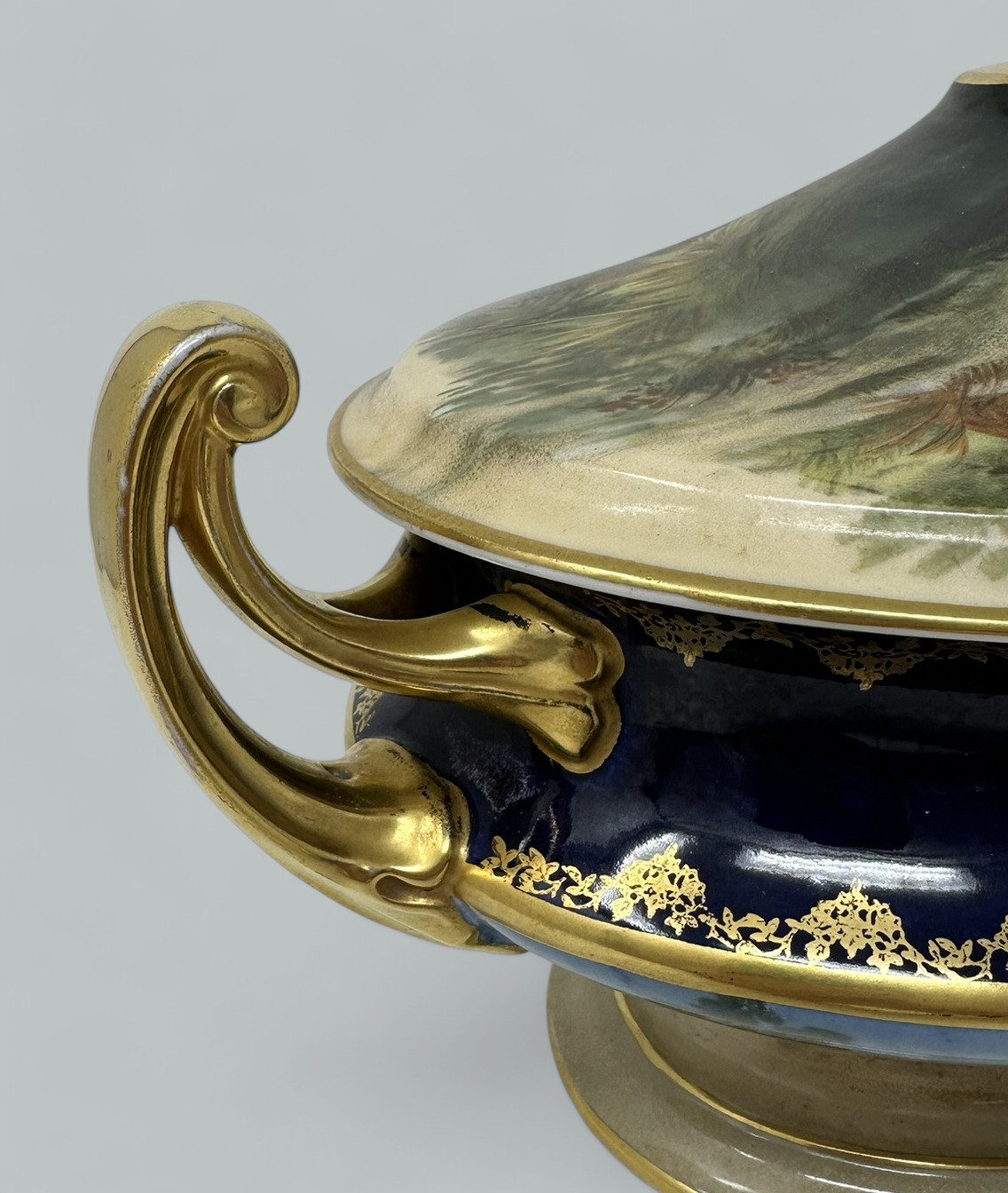 724. Antique Epiag Royal Czechoslovakian Porcelain Hand Painted Tureen Centerpiece - Image 7