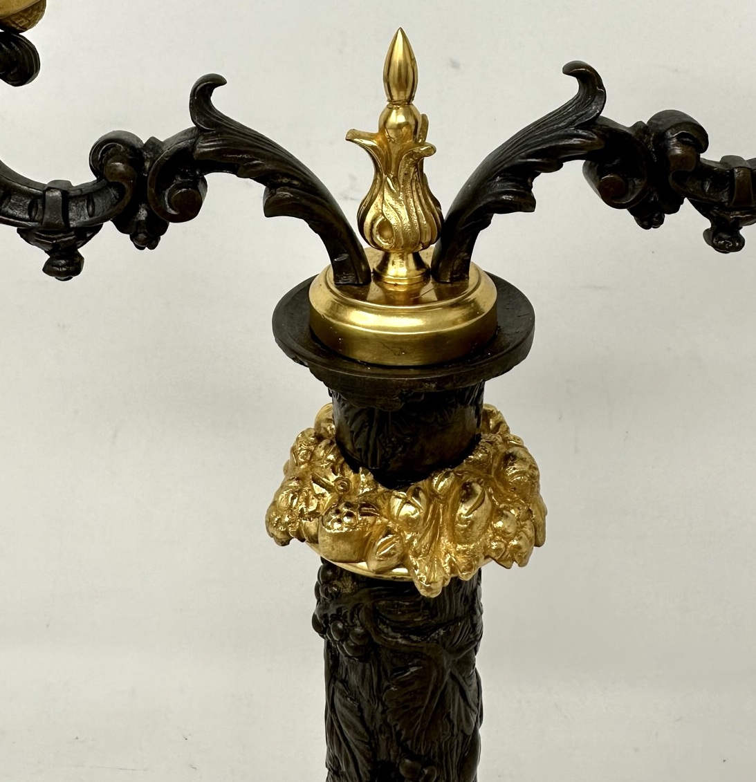 629. Pair Antique Grand Tour French Empire Bronze Ormolu Candelabra Candlesticks 19Ct - Image 7