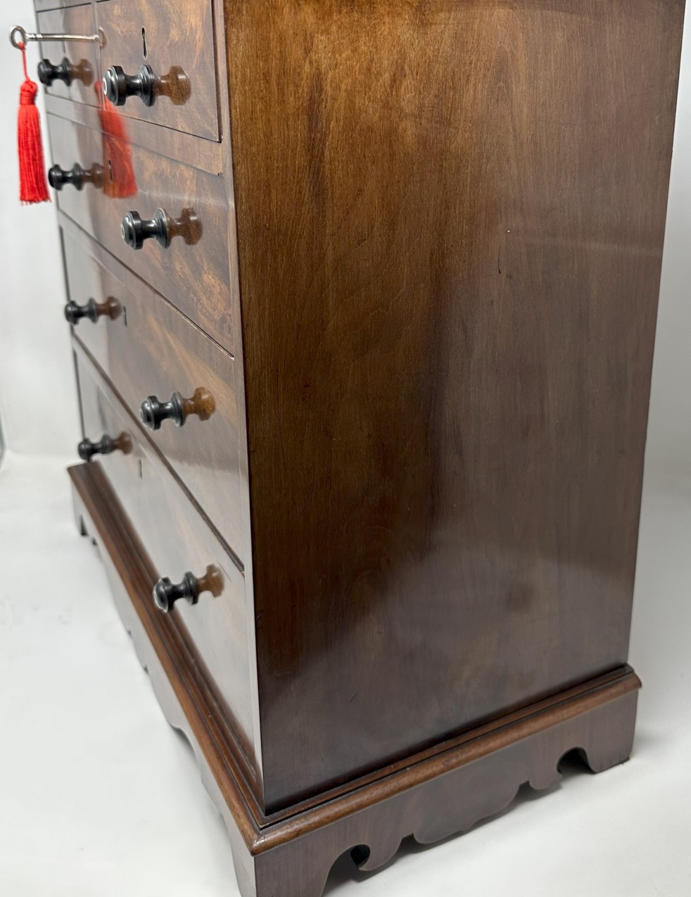 070. Antique English Regency Miniature Apprentice Chest Drawers Flame Mahogany 19Ct - Image 7