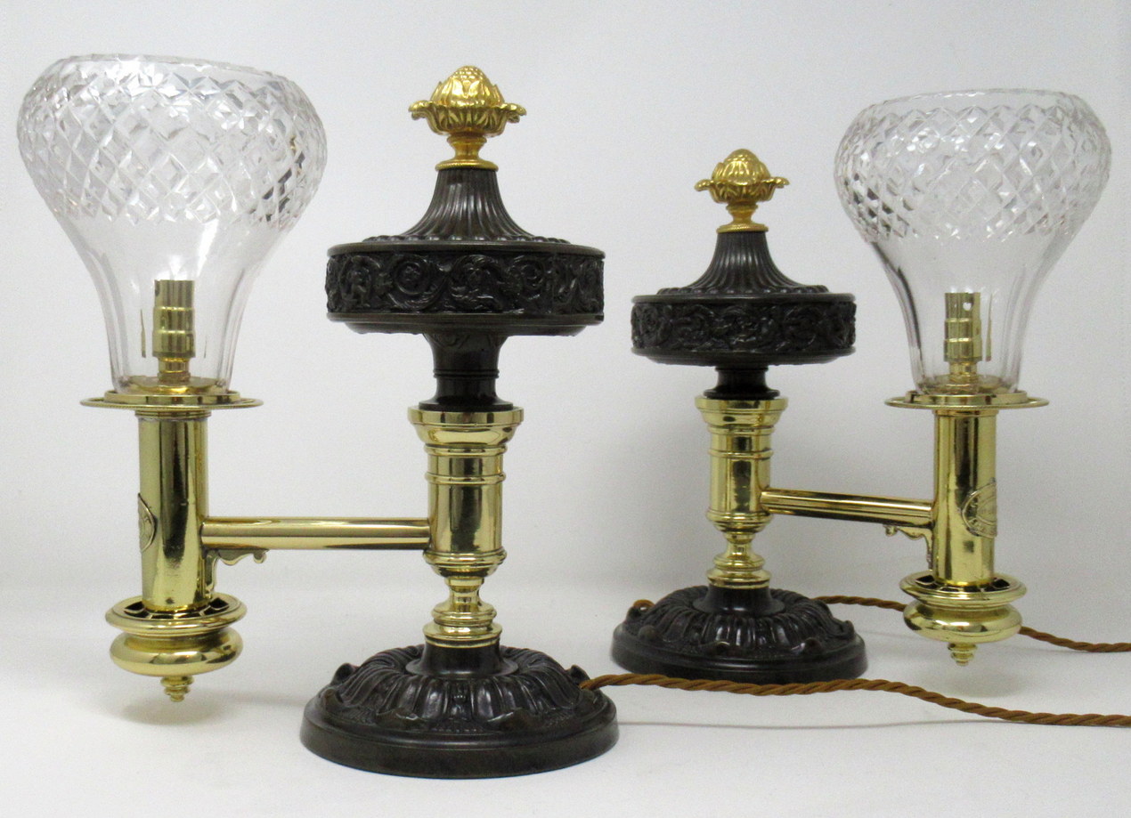 441. Pair English Ormolu Bronze Argand Lamps Thomas Greensill 19thCt - Image 3