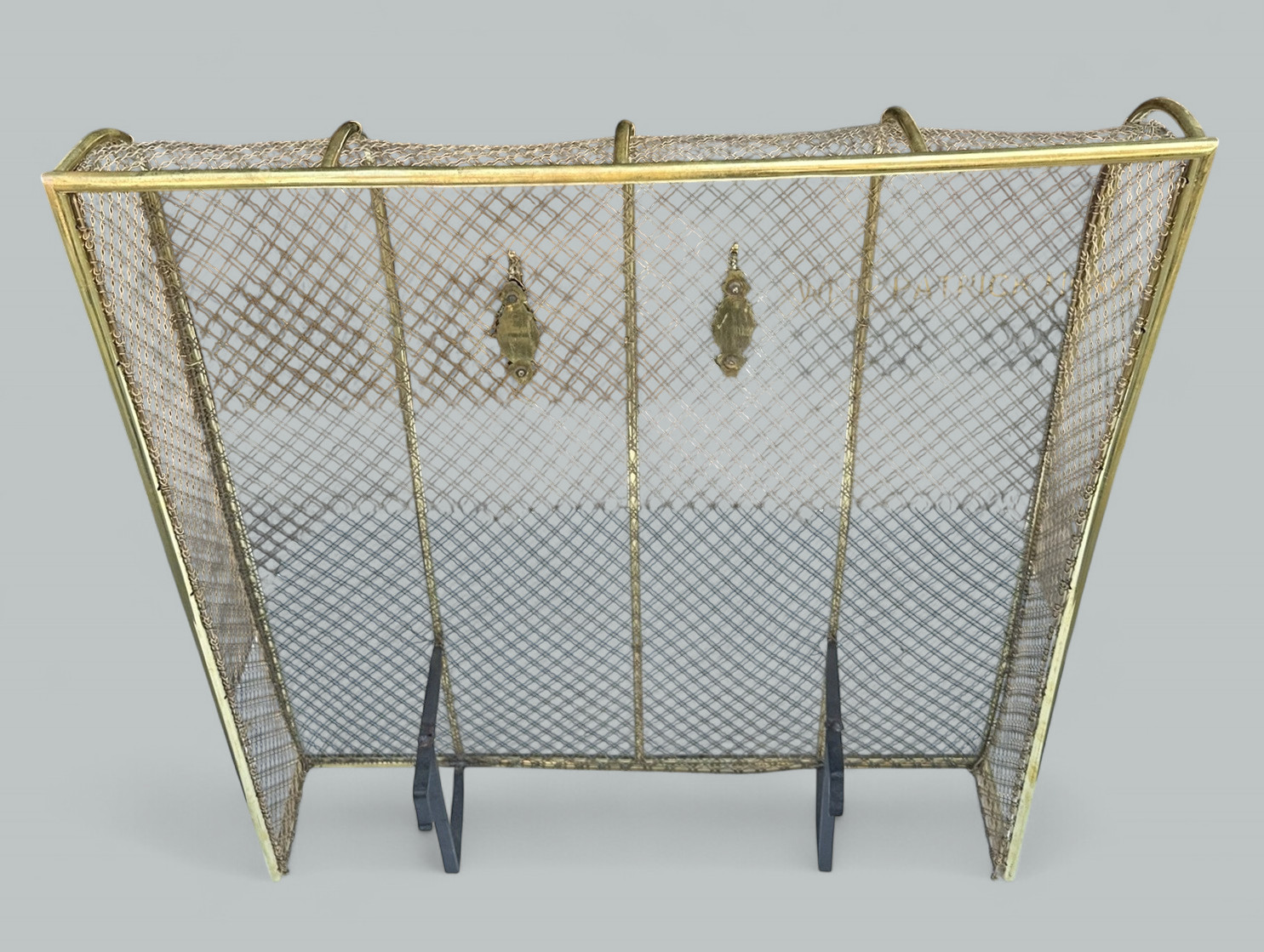 189. Antique English Country House Georgian Brass Fireplace Screen Surround Andrions - Image 6