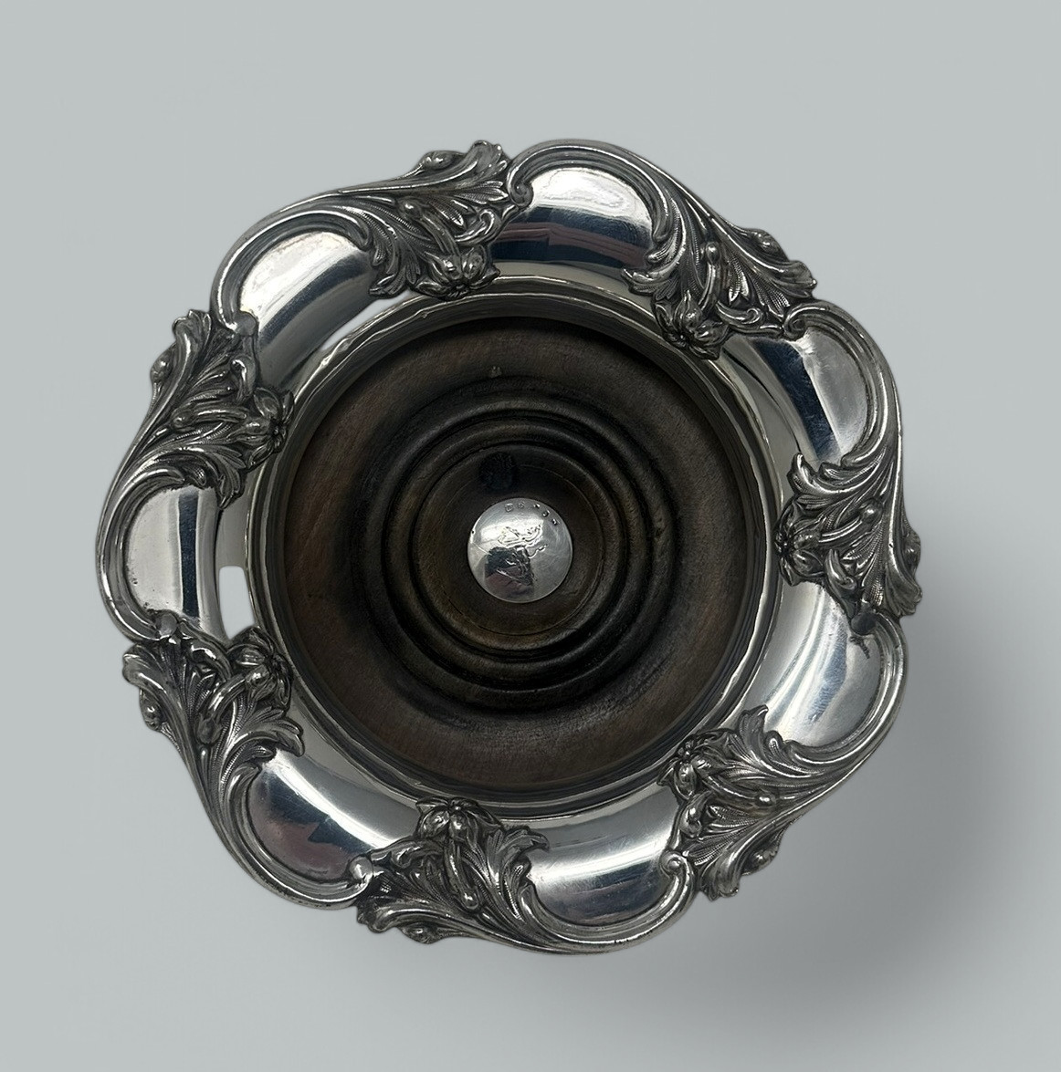 707. Pair English Victorian Silverplated Wine Champagne Bottle Decanter Coasters 1839 - Image 3