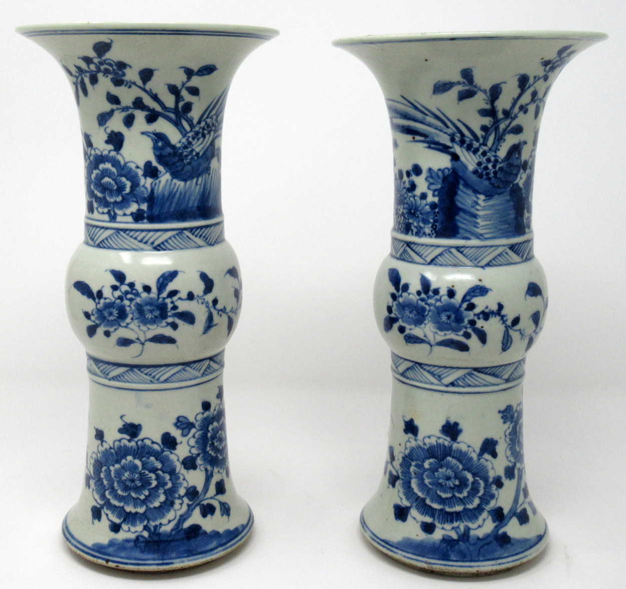398. Fine Pair Chinese Export Hand Painted Vases 19thCt - Image 2