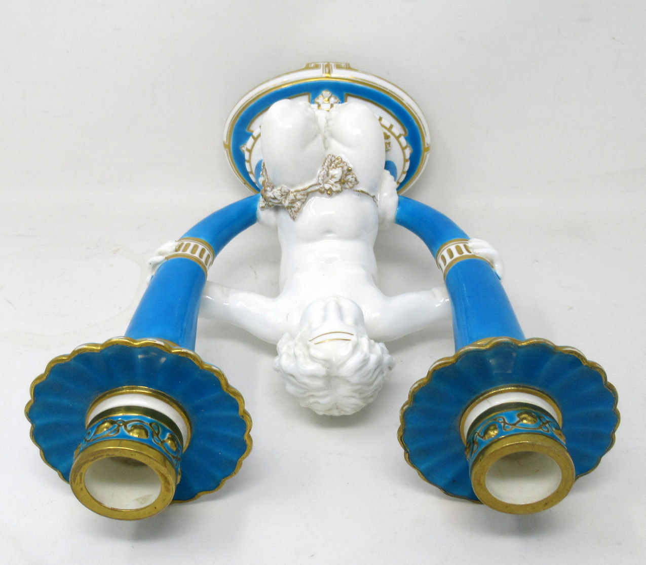 110. Antique Minton Staffordshire Porcelain Candelabra Centerpiece Cherub 19th Ct - Image 5