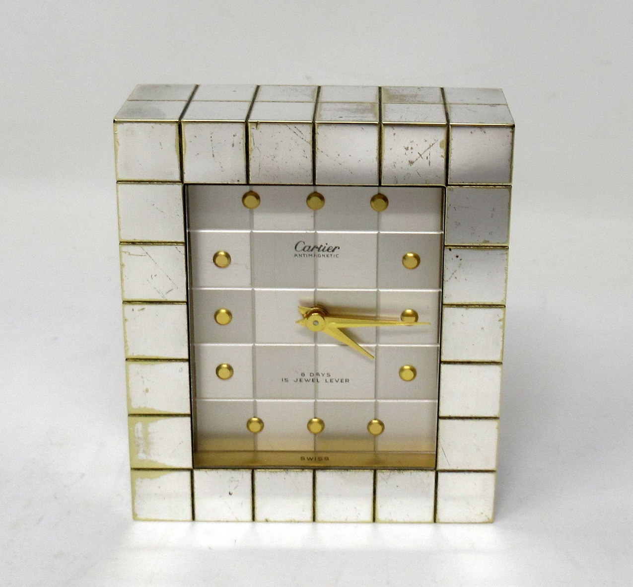 180. Vintage Cartier Paris Antimagnetic Silver Plated Travel Alarm Clock Circa 1930 - Image 3