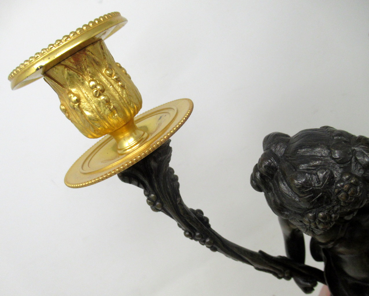 400. Antique Pair Gilt Bronze Ormolu Twin Light Candelabra Clodion Grand Tour Cherubs - Image 9