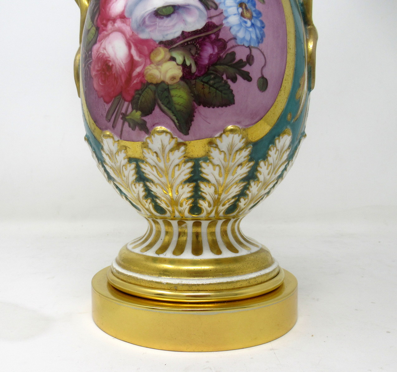 539. Antique Pair English Staffordshire Porcelain Table Lamps Ridgway or Rockingham - Image 10