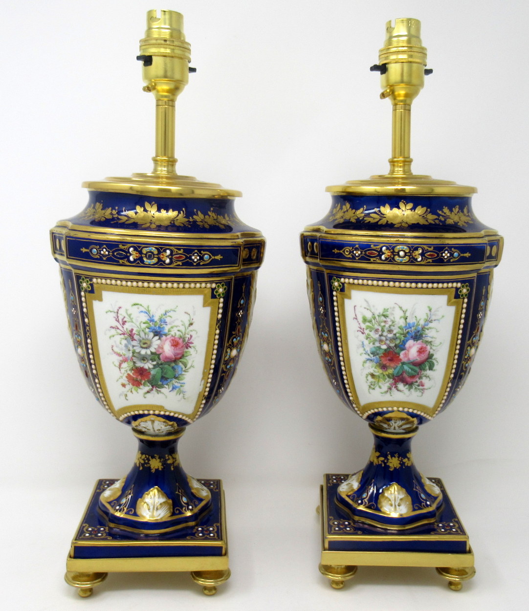 975. Fine Pair French Sevres Porcelain Ormolu Mounted Table Lamps 19thCt - Image 2