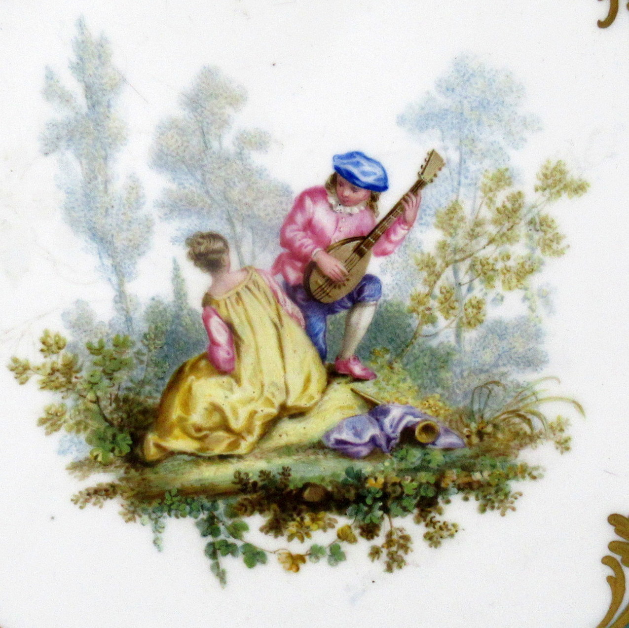 487. Antique French Sevres Porcelain Celeste Blue Gilt Cabinet Plate Centerpiece 19C - Image 4