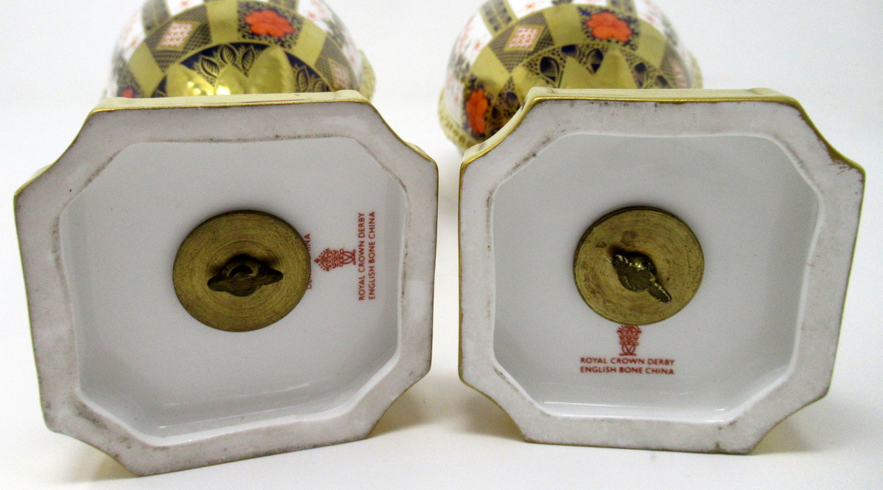 276. Stunning Pair Royal Crown Derby Old Imari Porcelain Vases mid 20thCt - Image 7