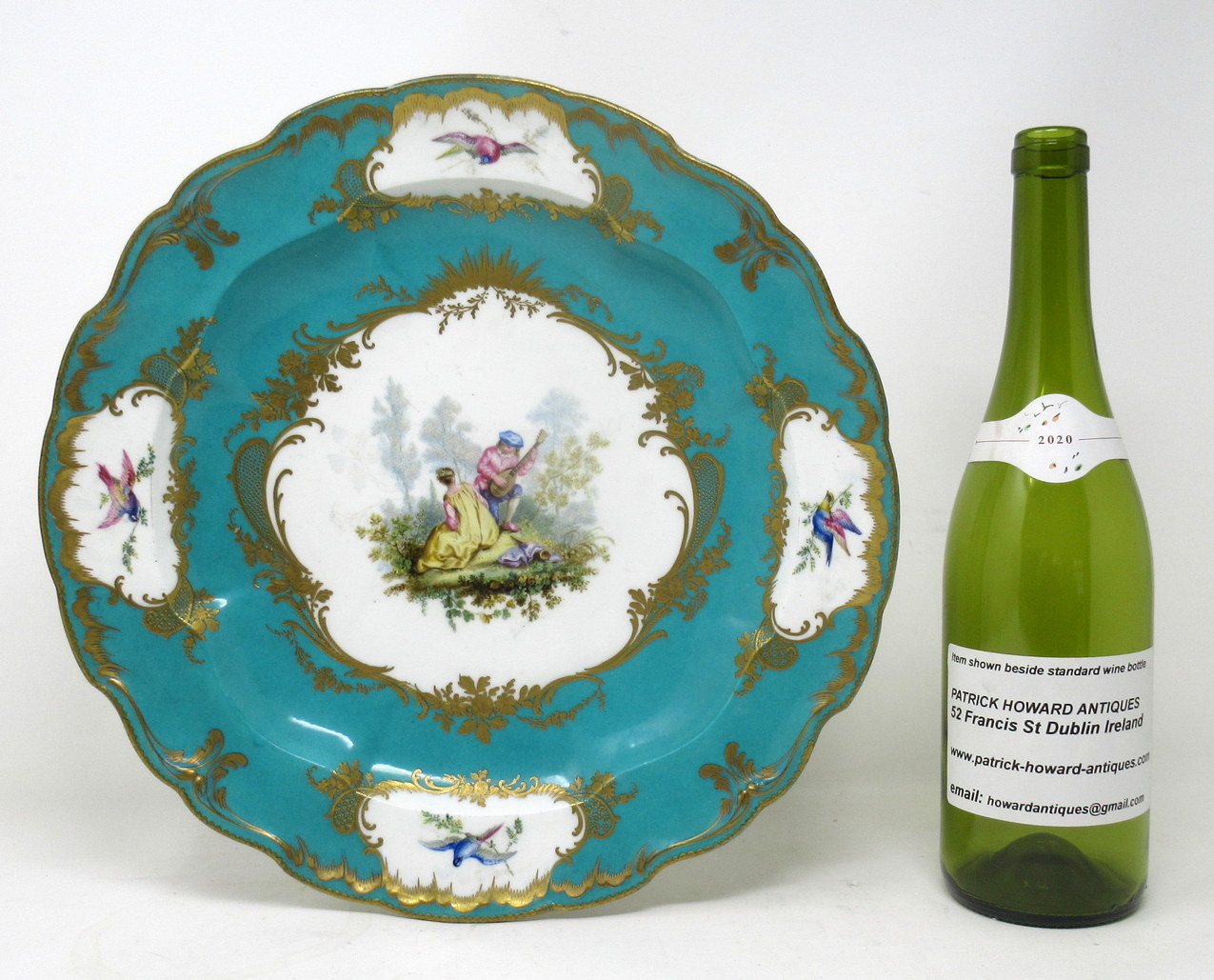 487. Antique French Sevres Porcelain Celeste Blue Gilt Cabinet Plate Centerpiece 19C - Image 8