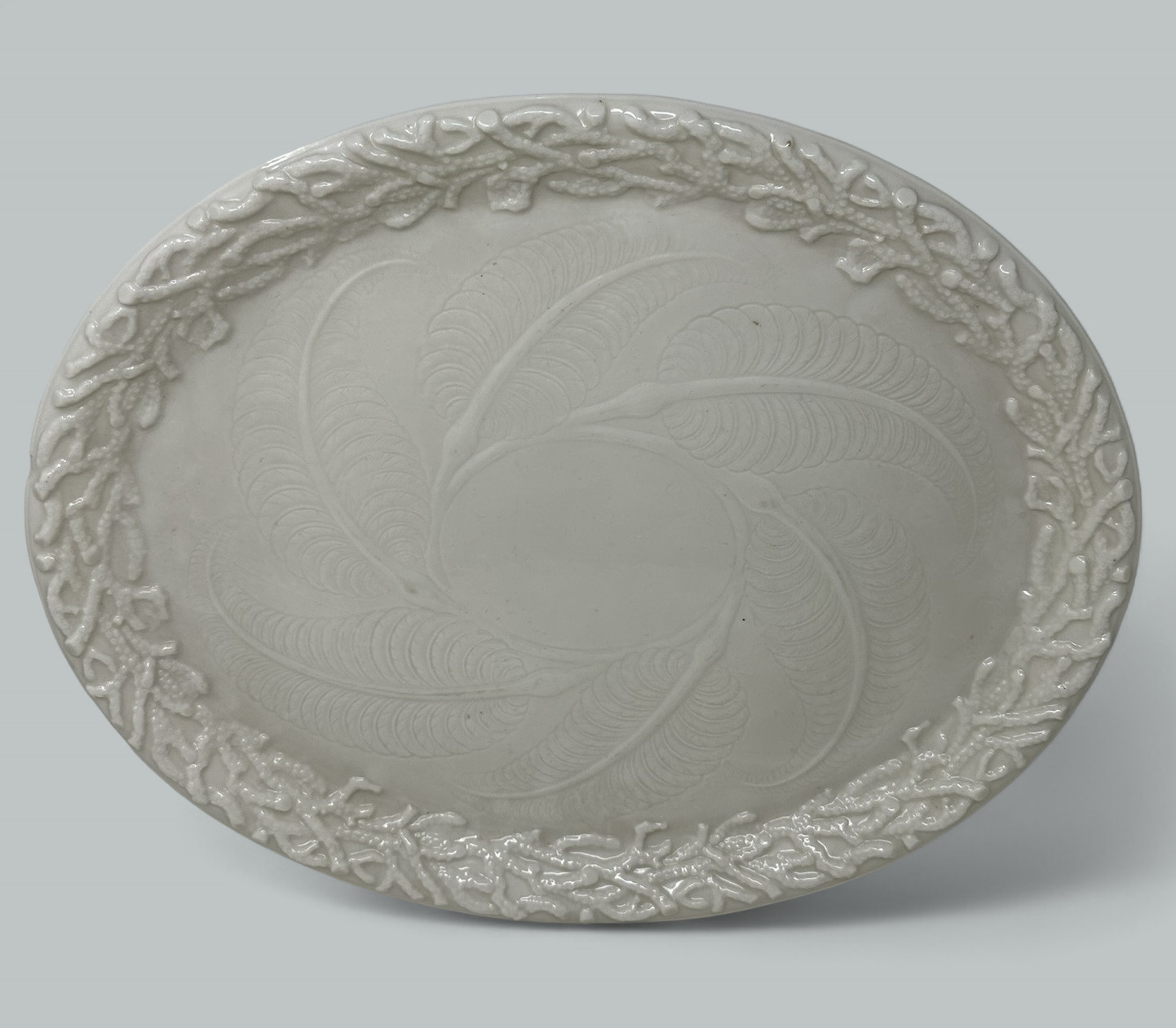 138. Antique Irish Belleek Porcelain Echinus Tray Centerpiece Black Mark Ireland 1891 - Image 2