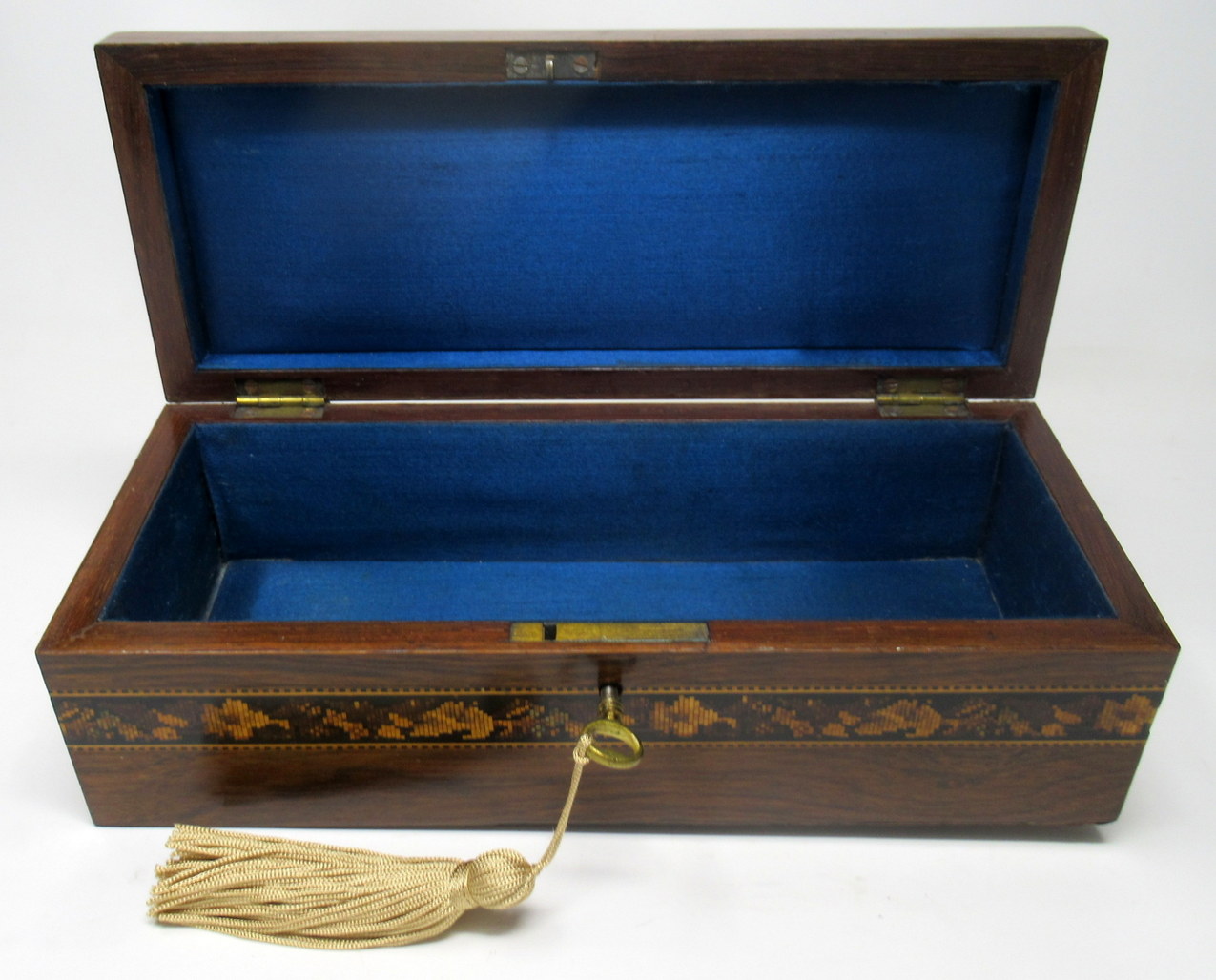 376. Fine Tunbridge Ware Rosewood Micro Mosiac Victorian Glove Box by Edmund Nye 19thCt - Image 5