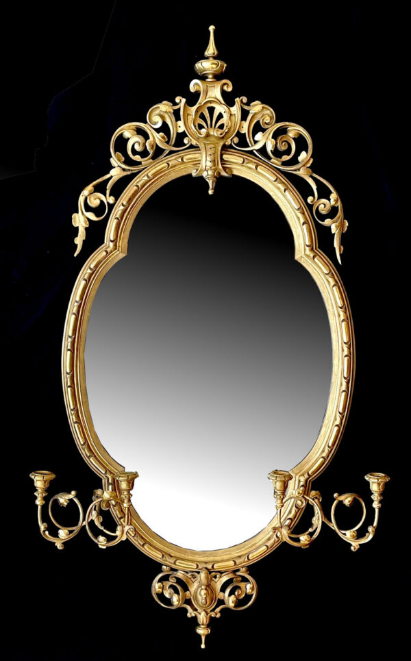 962. Antique Carved Giltwood Girondelle Mirror