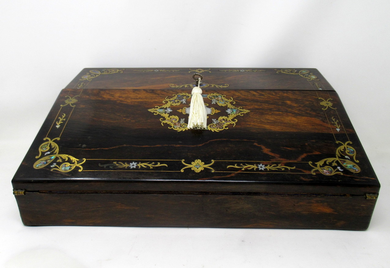 616. Irish Coromandel Mother of Pearl Writing Slope Box by Austins Dublin, circa 1860 - Image 4