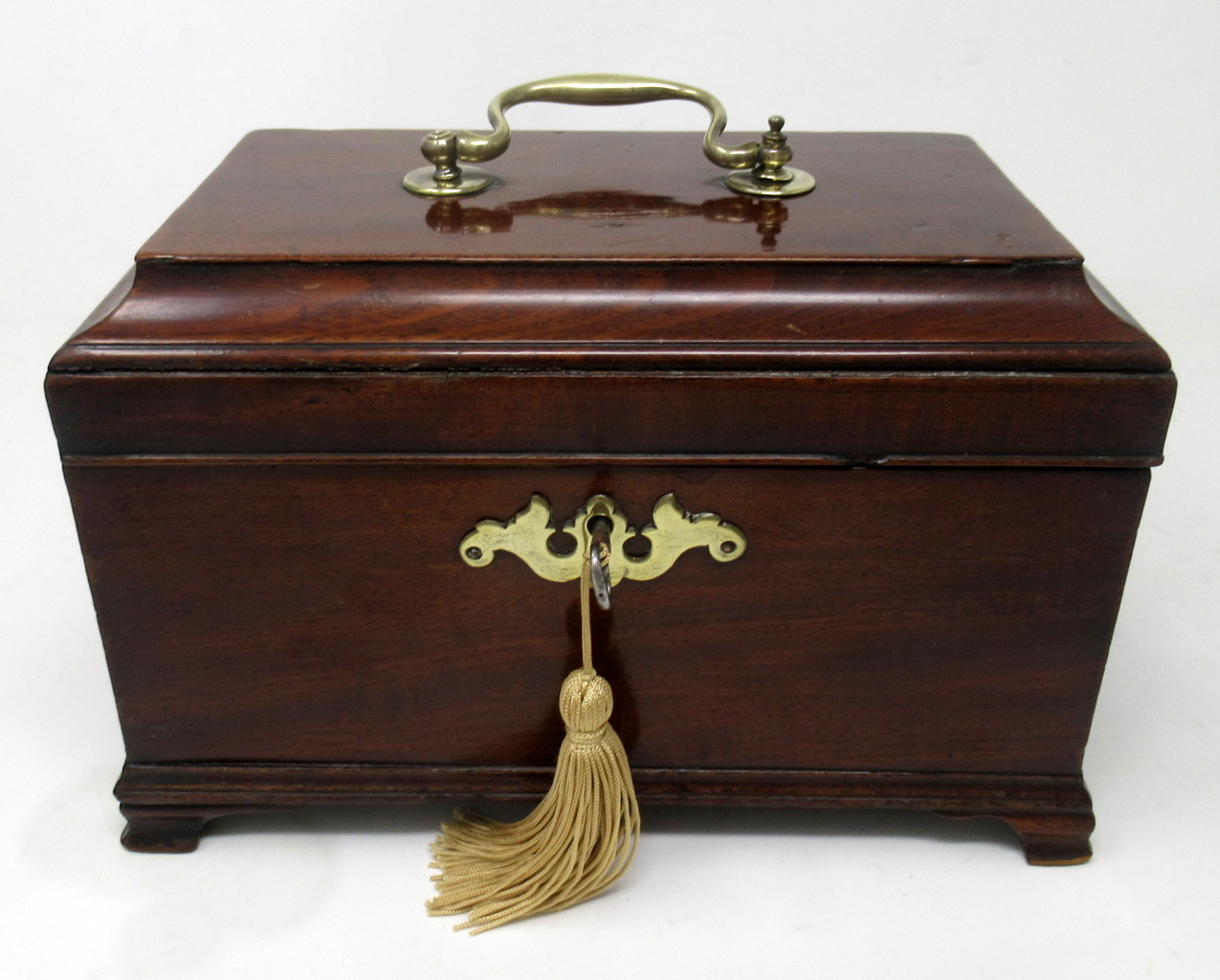 497. Antique Georgian Flame Mahogany English Double Tea Caddy Box Late 18th Century - Image 3