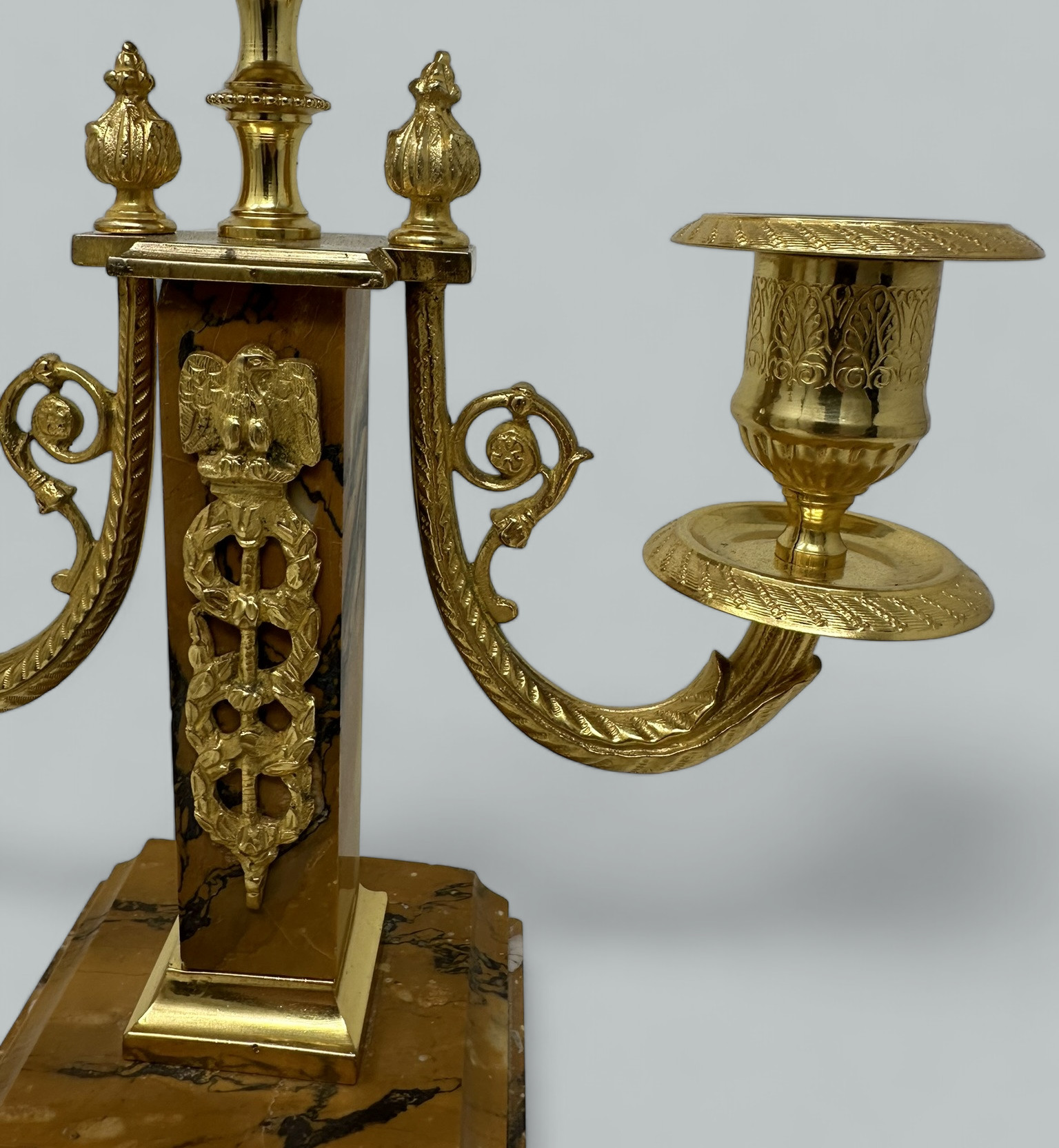 254. Pair Antique Grand Tour French Empire Bronze Ormolu Candelabra Candlesticks 19Ct - Image 10