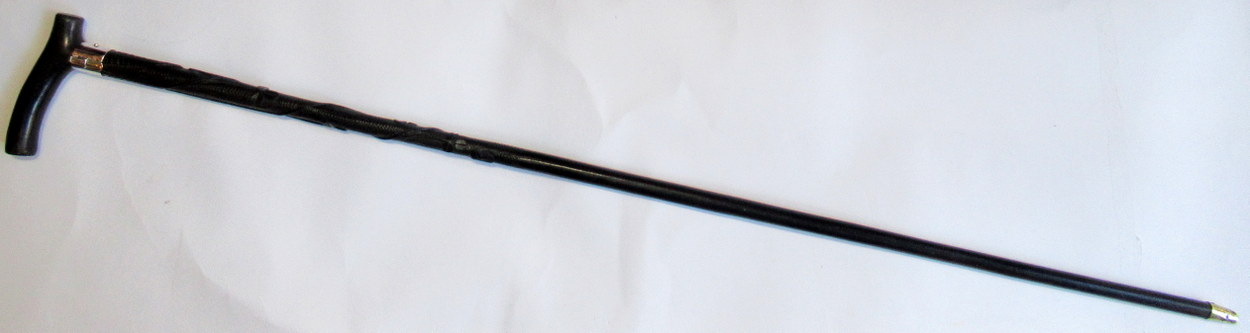 921. Fine Hand Carved Irish Bog Oak Walking Stick Silver Collar Hallmark 1900 - Image 9