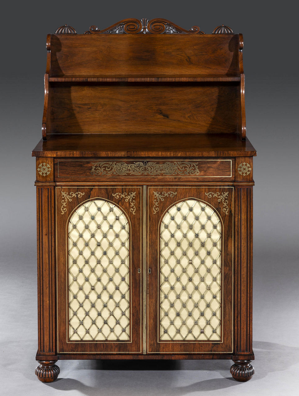 459. Regency Rosewood Brass Inlaid Chiffonier Side Cabinet attrib. Gillows of Lancaster - Image 2
