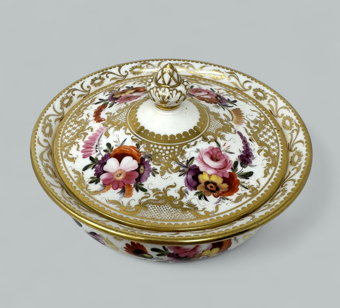 798. Antique English Coalport Porcelain Sucrier Sugar Bowl Centerpiece Regency 1820 - Image 3