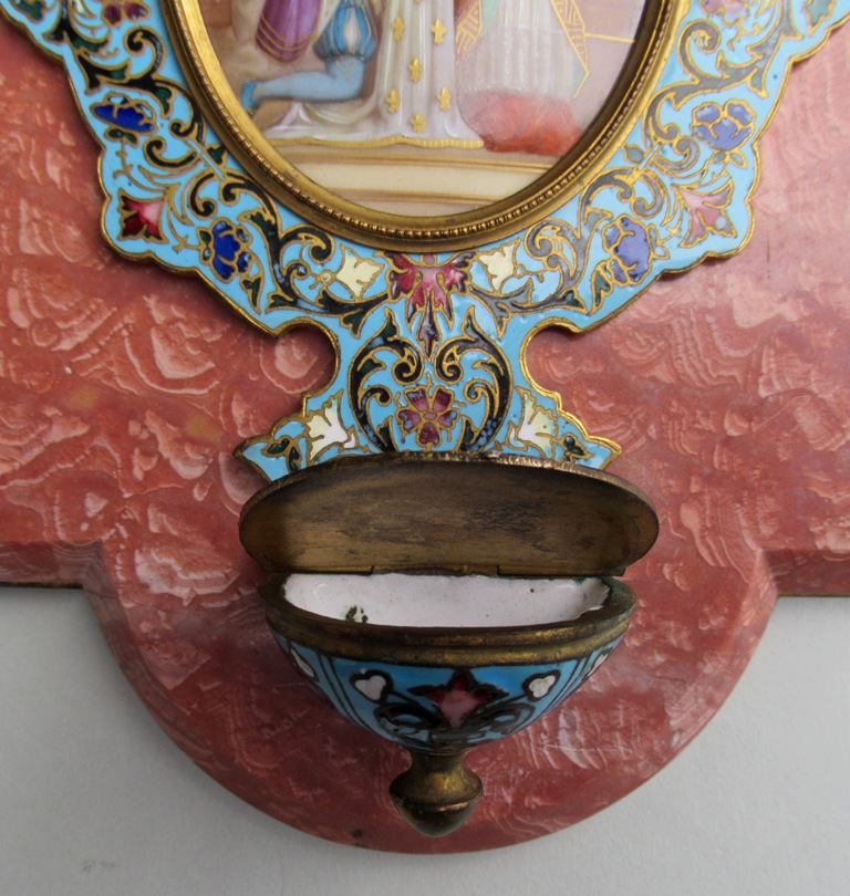 392. Superb French Marble Cloisonne Holy Water Font late 19th Ct - Image 6