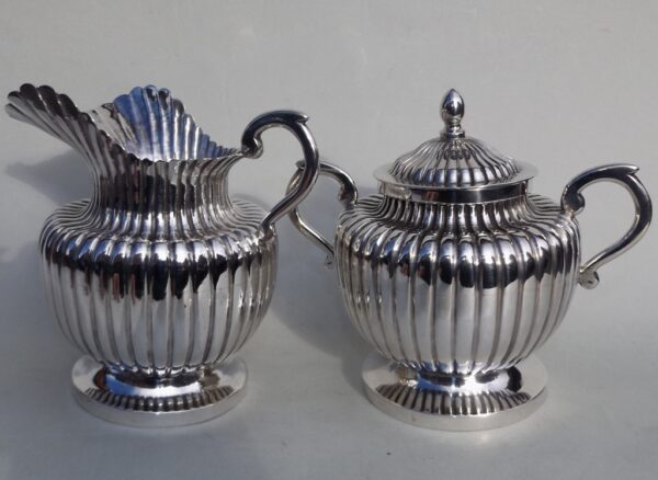 289. Stunning Heavy Gauge Sterling Silver Sugar Bowl Matching Creamer 20thCt