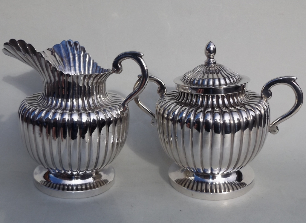 289. Stunning Heavy Gauge Sterling Silver Sugar Bowl Matching Creamer 20thCt