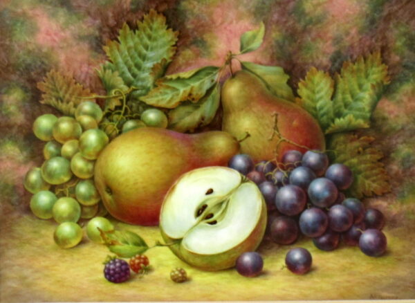 076. A.R. Telford Porcleain Plaque Still Life Fruits poss. Royal Worcester