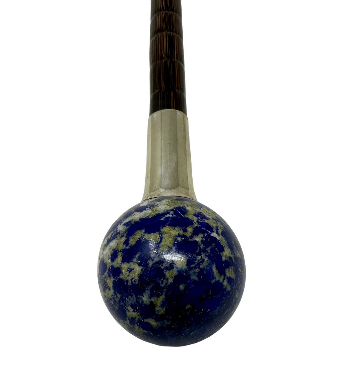 168. Antique Lapis Lazuli Blue John Amethyst Lady's Walking Stick Wooden Parts - Image 6