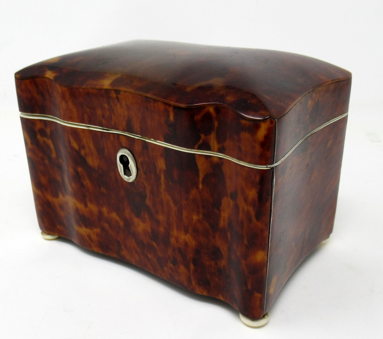 501. Fine Tortoiseshell and Ivory Single Tea Caddy mid 19thCt - Image 2