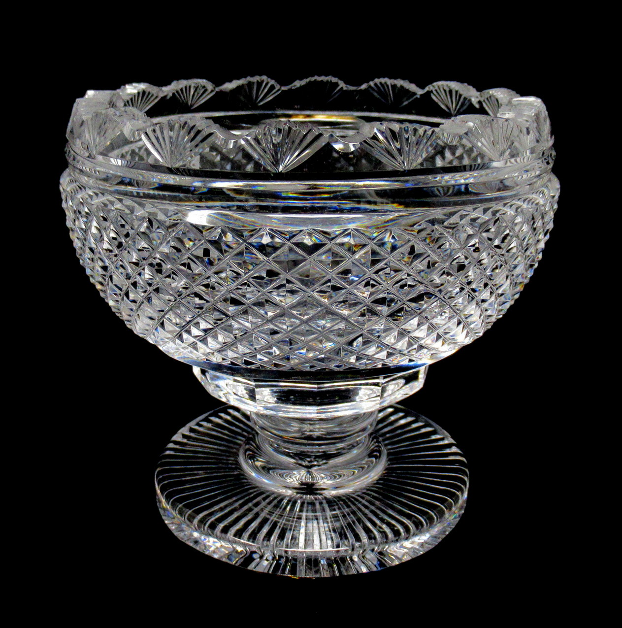 612. Antique Irish Tipperary Waterford Glass Cut Crystal Bowl Georgian Centerpiece - Image 2