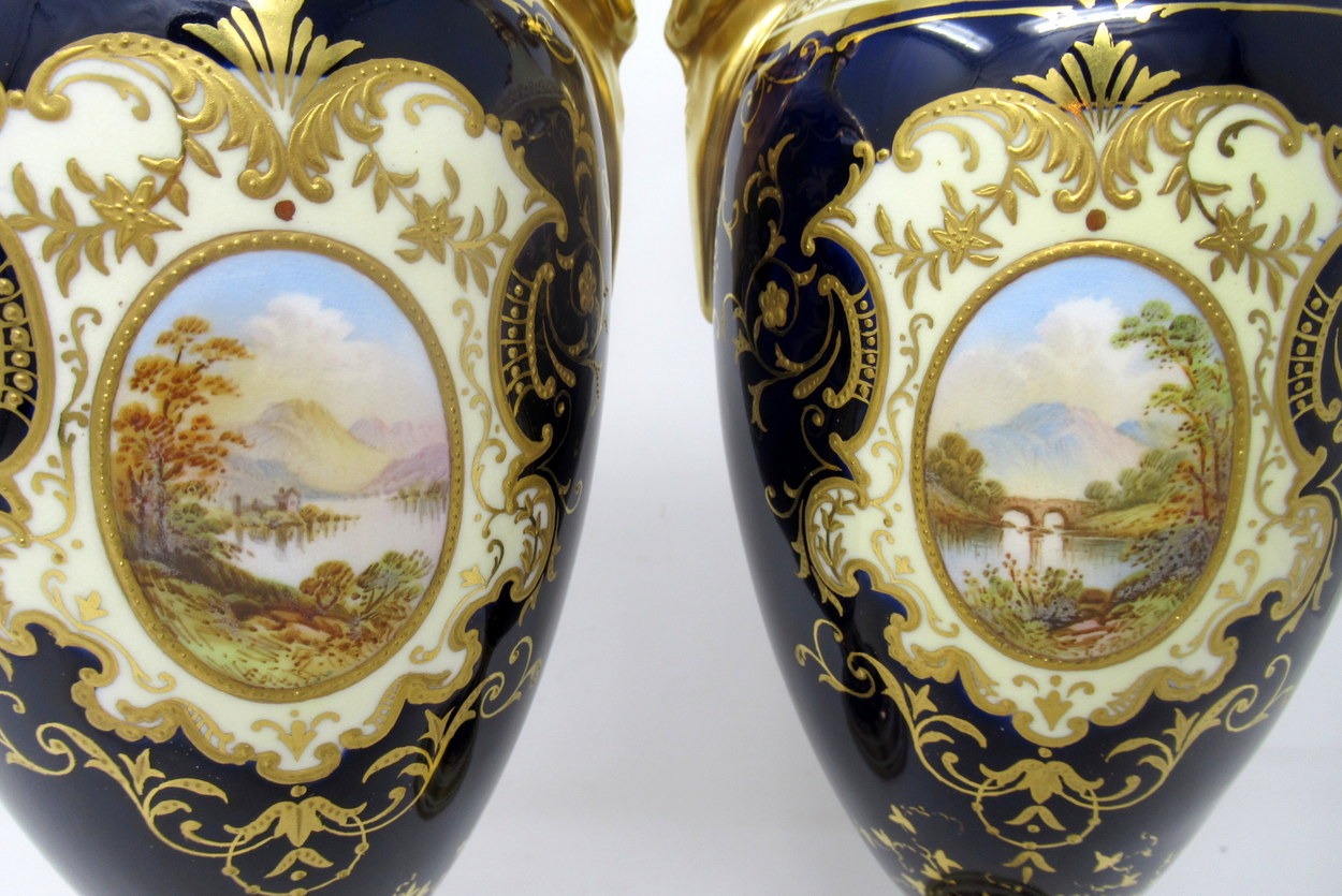 718. Coalport Porcelain Urns Hand Painted Irish Killarney Kerry Scenes 19thCt - Image 5