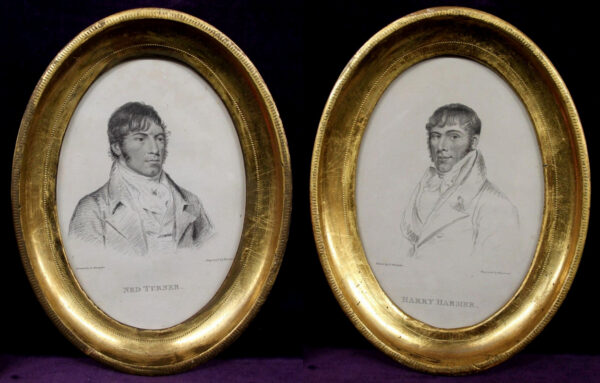 196. Rare Pair Sporting Engravings Boxers Harry Harmer Ned Turner early 19thCt