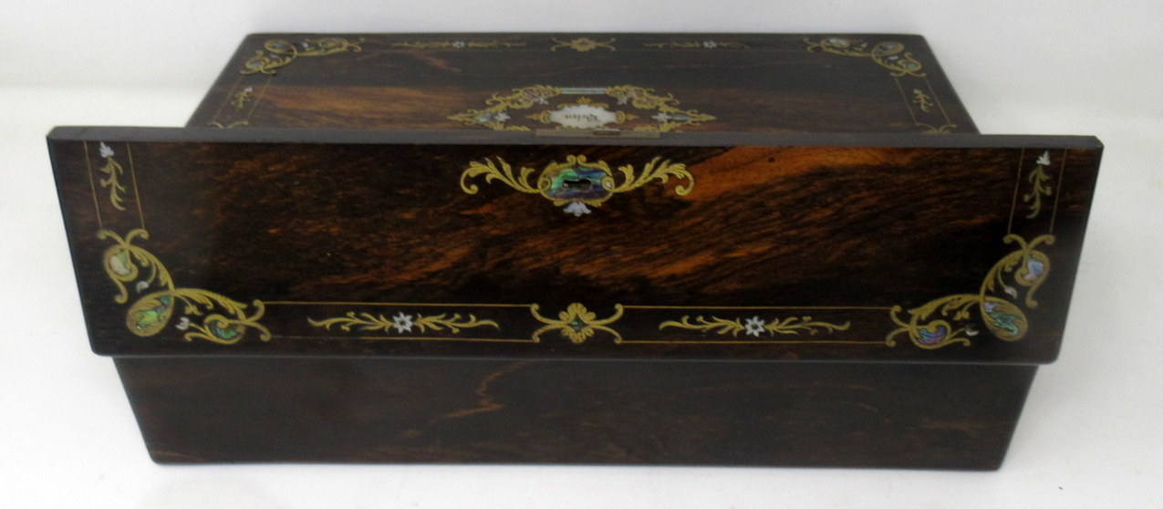 616. Irish Coromandel Mother of Pearl Writing Slope Box by Austins Dublin, circa 1860 - Image 11