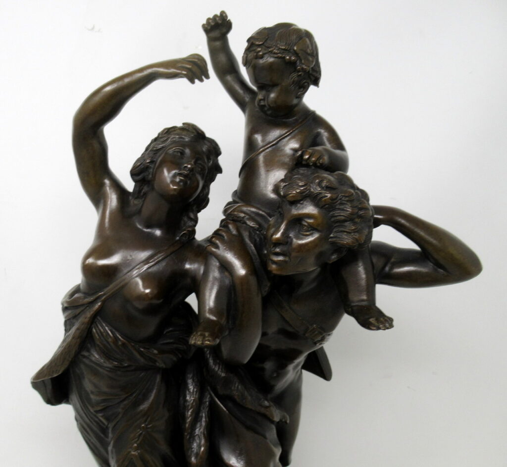732. Antique Grand tour French Bronze Sculpture Male Figure Cherub Clodion Barbediene