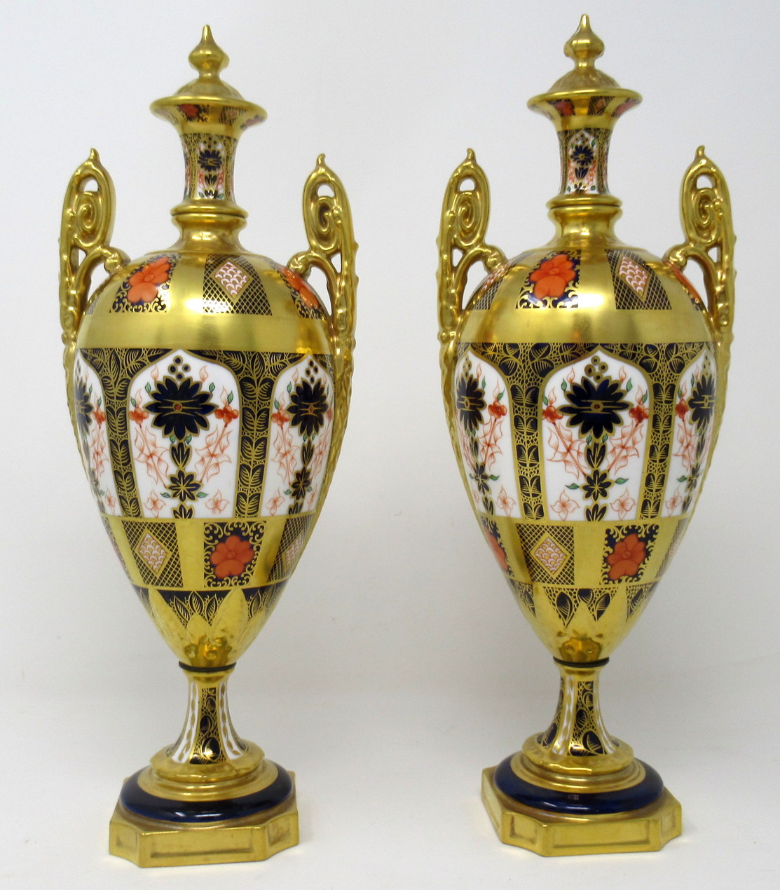 276. Stunning Pair Royal Crown Derby Old Imari Porcelain Vases mid 20thCt - Image 2