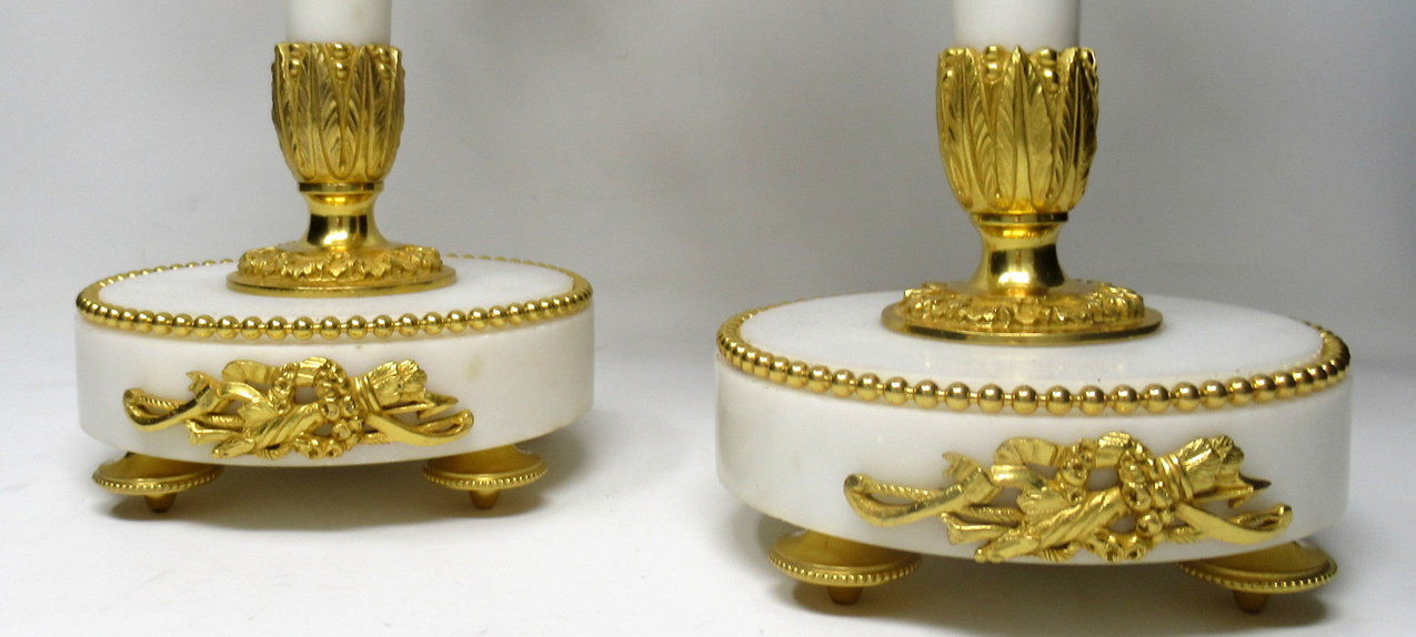 393. Stunning Pair Large Ormolu Marble Four Branch Candelabra Manner Pierre Gouthiere 19thCt - Image 10