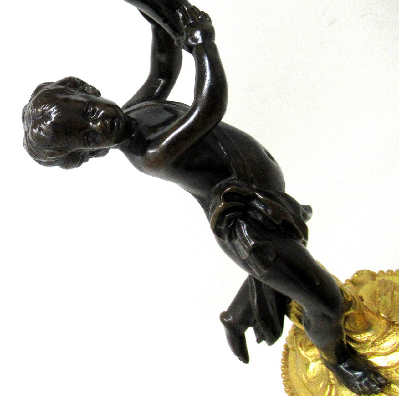 429. Antique Pair Gilt Bronze Ormolu Marble Three Light Candelabra Clodion Grand Tour - Image 5