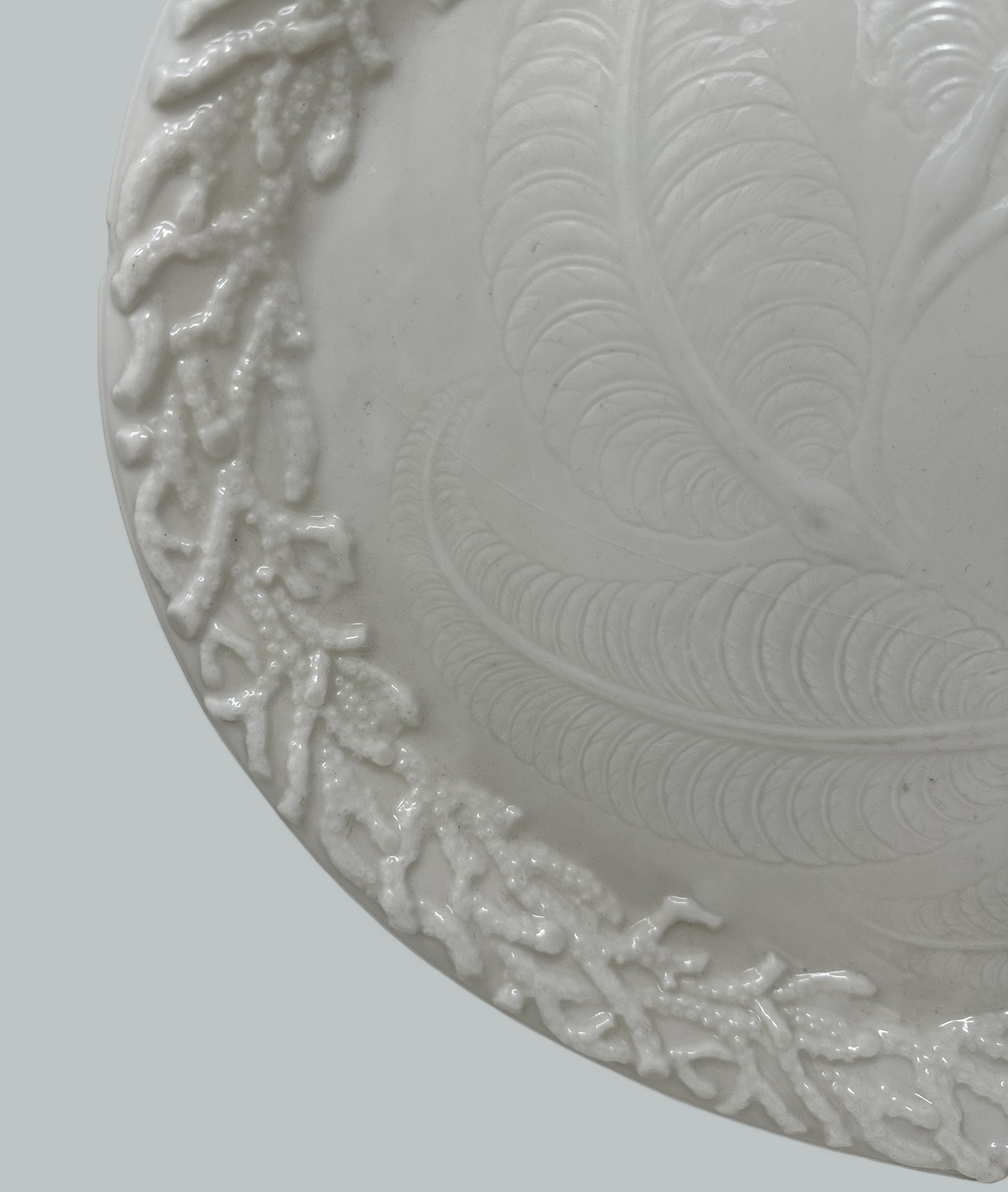 138. Antique Irish Belleek Porcelain Echinus Tray Centerpiece Black Mark Ireland 1891 - Image 4
