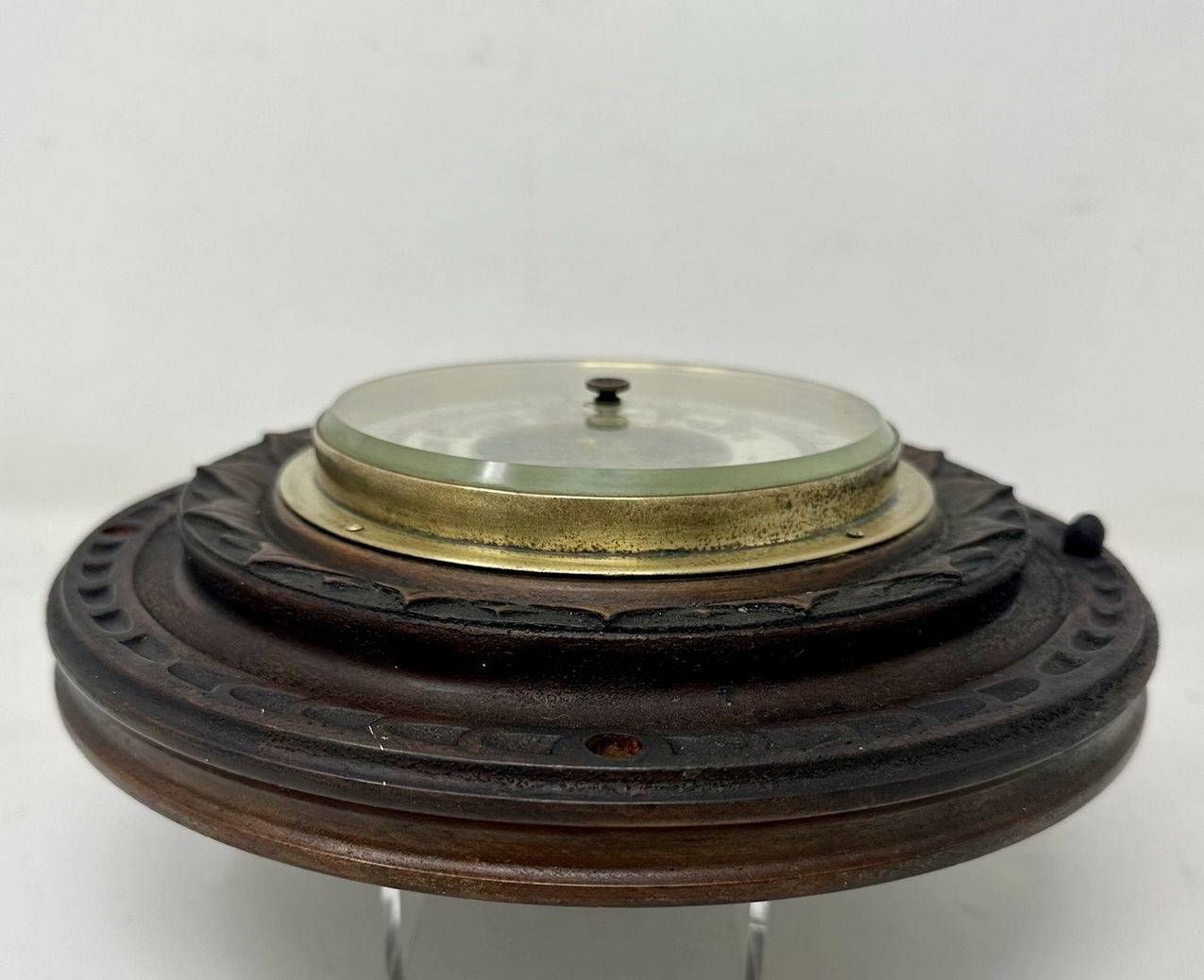 987. Antique Irish Carved Oak Aneroid Barometer Retailed by William Egan Cork Ireland - Image 6