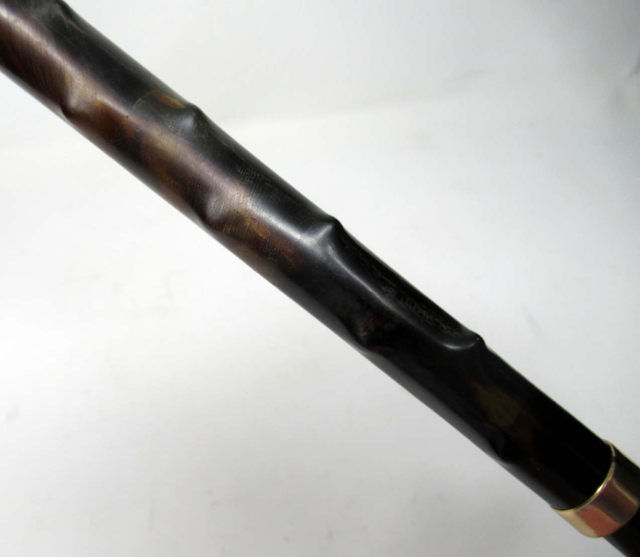 037. Rare Frank Alfred Walking Cane Carved Tortoiseshell Grip 9ct Gold London Hallmark 1905 - Image 7